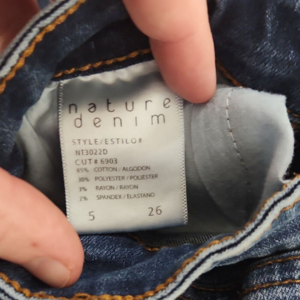 Nature Denim Skinny Jeans Juniors High Rise Stretch Medium Wash Frayed Hem - Picture 4 of 9